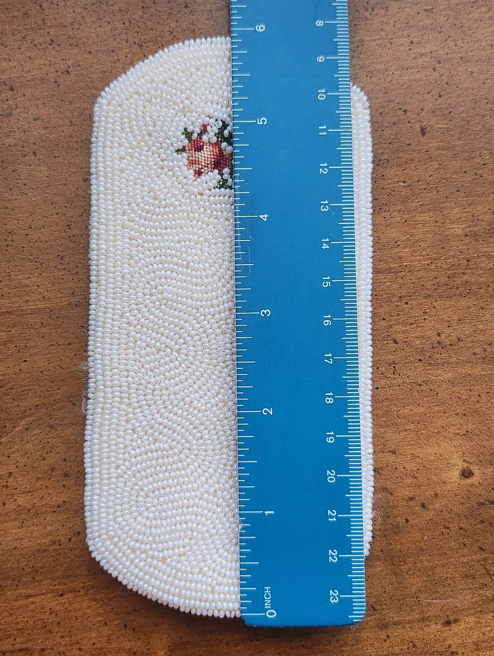 Beaded Floral Glasses Case in Cream with Pink Roses